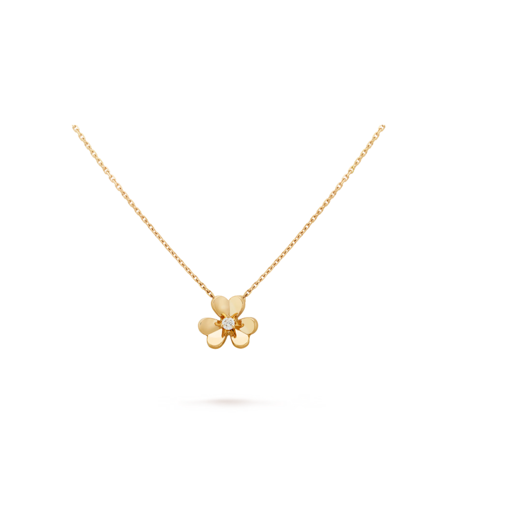 Van Cleef & Arpels Frivole collection mini diamond-set clover necklace
