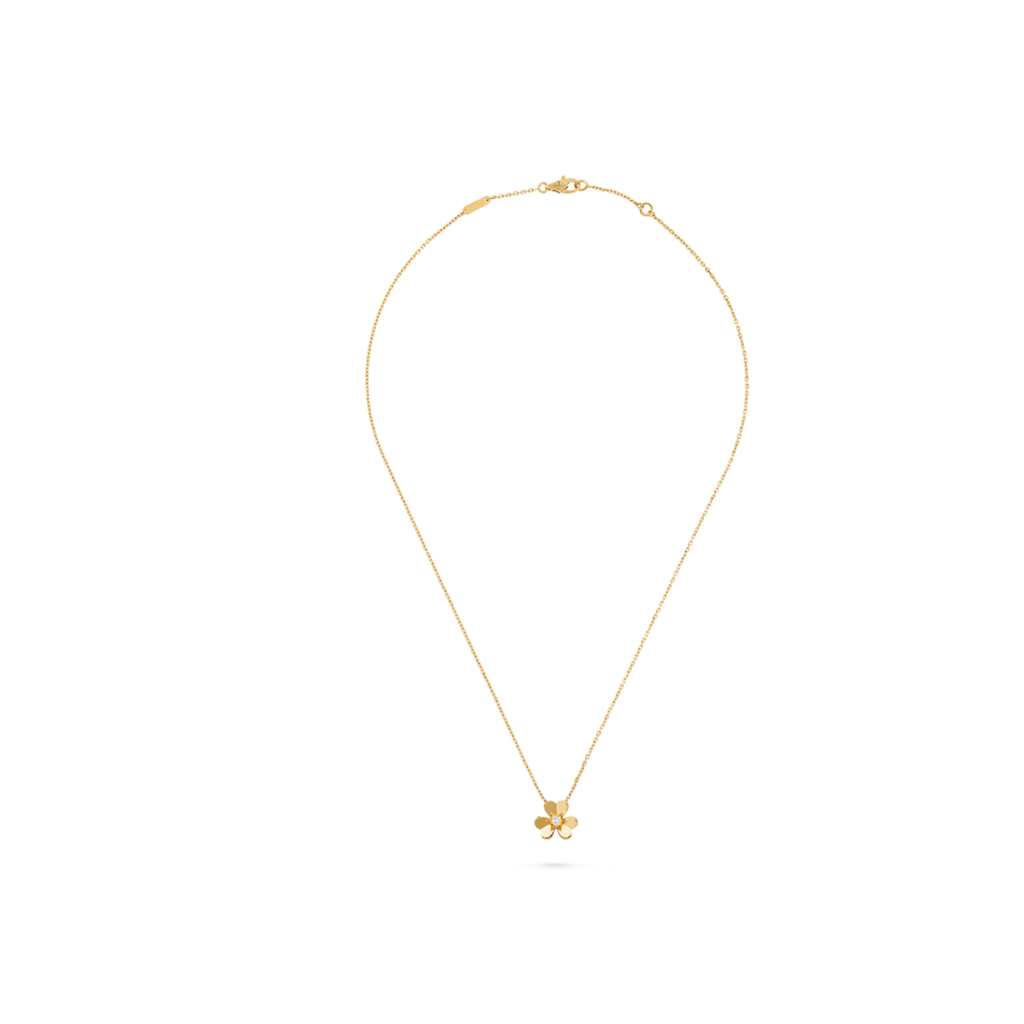 Van Cleef & Arpels Frivole collection mini diamond-set clover necklace