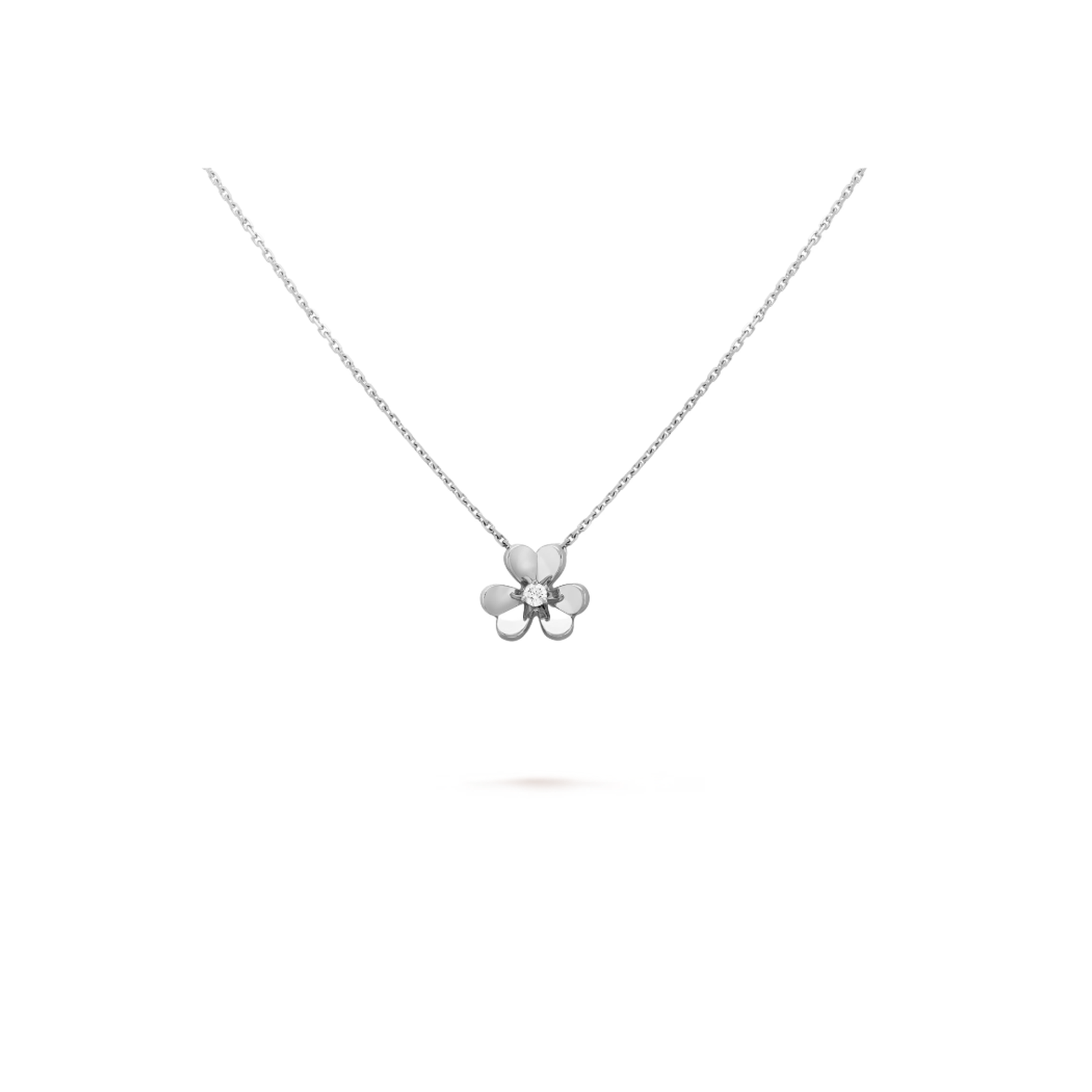 Van Cleef & Arpels Frivole collection mini diamond-set clover necklace
