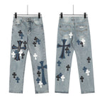 Chrome Hearts Cross-Patch Washed Denim Jeans