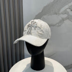 Chrome Hearts-Style White Distressed Baseball Cap