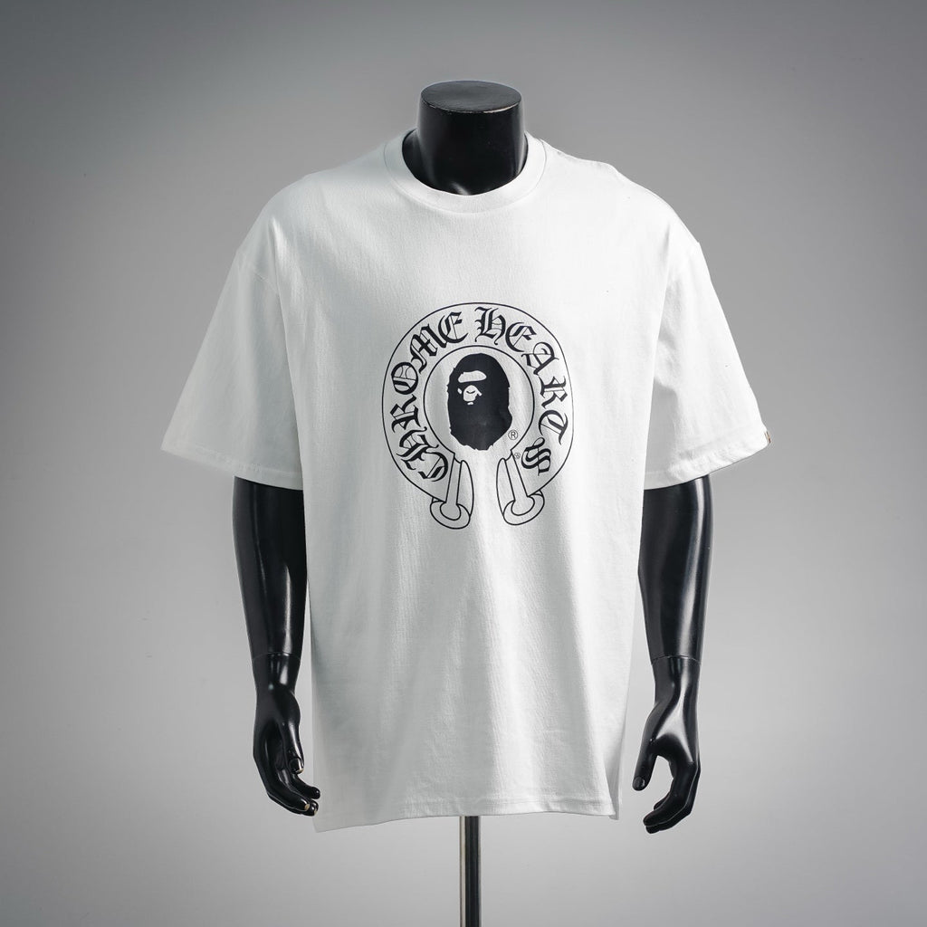 BAPE x Chrome Hearts Collaboration Baby Milo Cross T-Shirt - White Streetwear Tee
