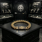 Chrome Hearts 22K Gold and Diamond-Set Cross Bracelet