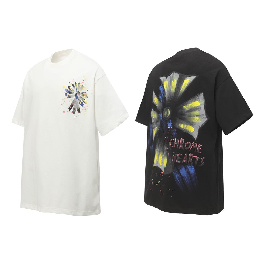 Chrome Hearts 2026 New Hand-Painted Graffiti Cross Short-Sleeve T-Shirt