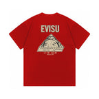 EVISU Short-Sleeve T-Shirt with Triangular God of Fortune Print