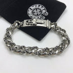 Chrome Hearts 925 Silver Sword and Fleur-de-Lis Bracelet