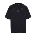 Chrome Hearts Black T-Shirt with Silver Cross Appliqués