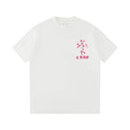 Chrome Hearts White T-Shirt with Pink Cross Appliqué and Embroidery