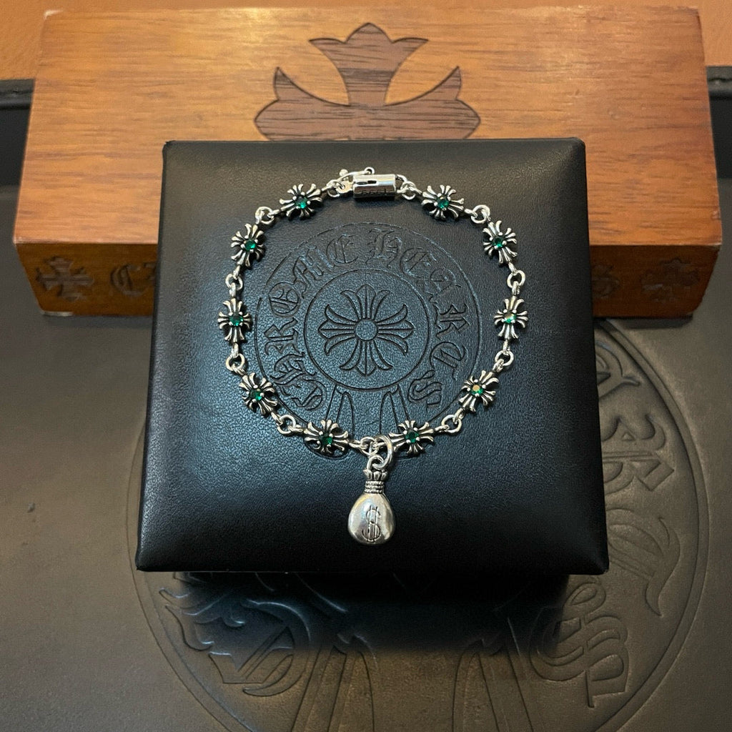 Chrome Hearts Diamond-Set Cross Bracelet