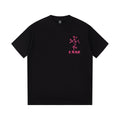 Chrome Hearts Black T-Shirt with Pink Multi-Cross Appliqué and Embroidery