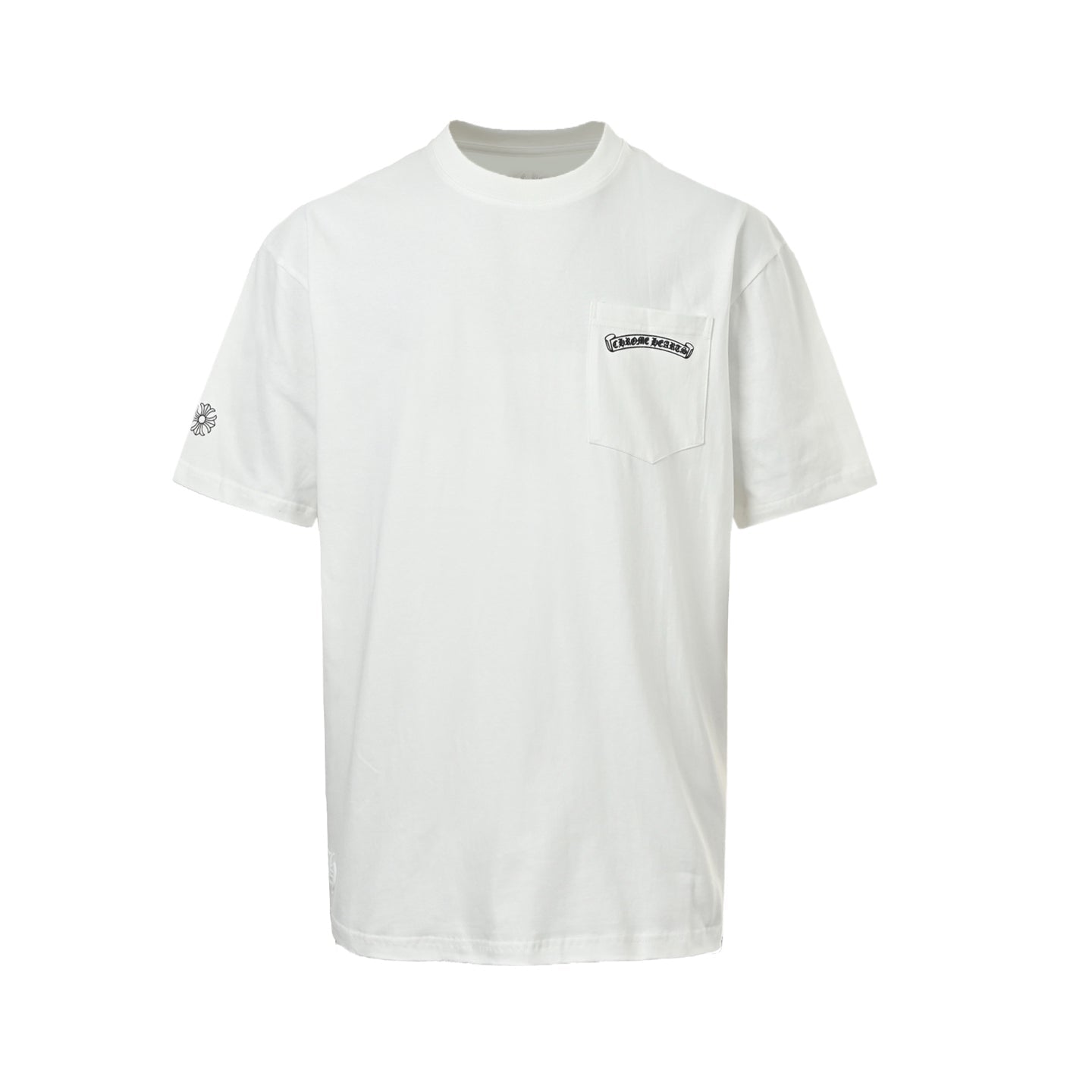 Chrome Hearts 2026 SS Gothic Monogram Pocket T-Shirt - White Unisex Cotton Tee with Dagger & Cross Motif