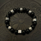 Chrome Hearts Black Onyx Beaded Bracelet
