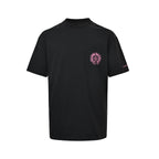 Chrome Hearts 2026 SS Pink Horseshoe & Cross Pocket T-Shirt - Black Unisex Cotton Tee with Gothic Logo