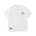Chrome Hearts White T-Shirt with Pink Triple Cross Horseshoe Graphic