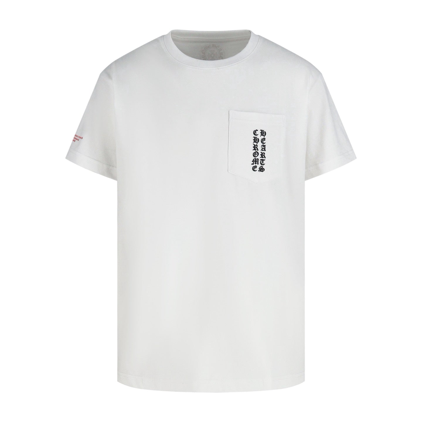 Chrome Hearts Style Tokyo Exclusive Pocket T-Shirt - Vertical Gothic Print & Floral Cross Grid, White Cotton Streetwear Tee