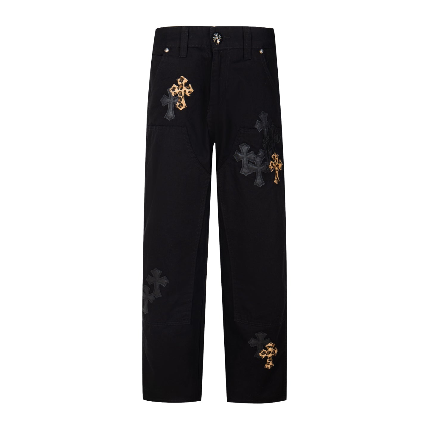 Chrome Hearts "Leopard-Print Cross Patch" Cargo Jeans