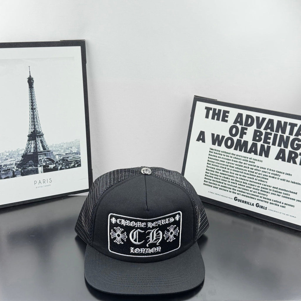 Chrome Hearts Black Mesh Trucker Hat