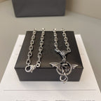 Chrome Hearts Skull and Flying Dragon Pendant Necklace