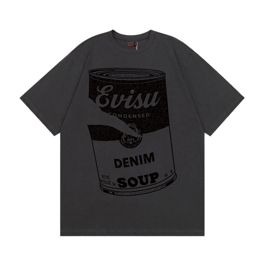 EVISU New "Denim Soup Can" Print Short-Sleeve T-Shirt
