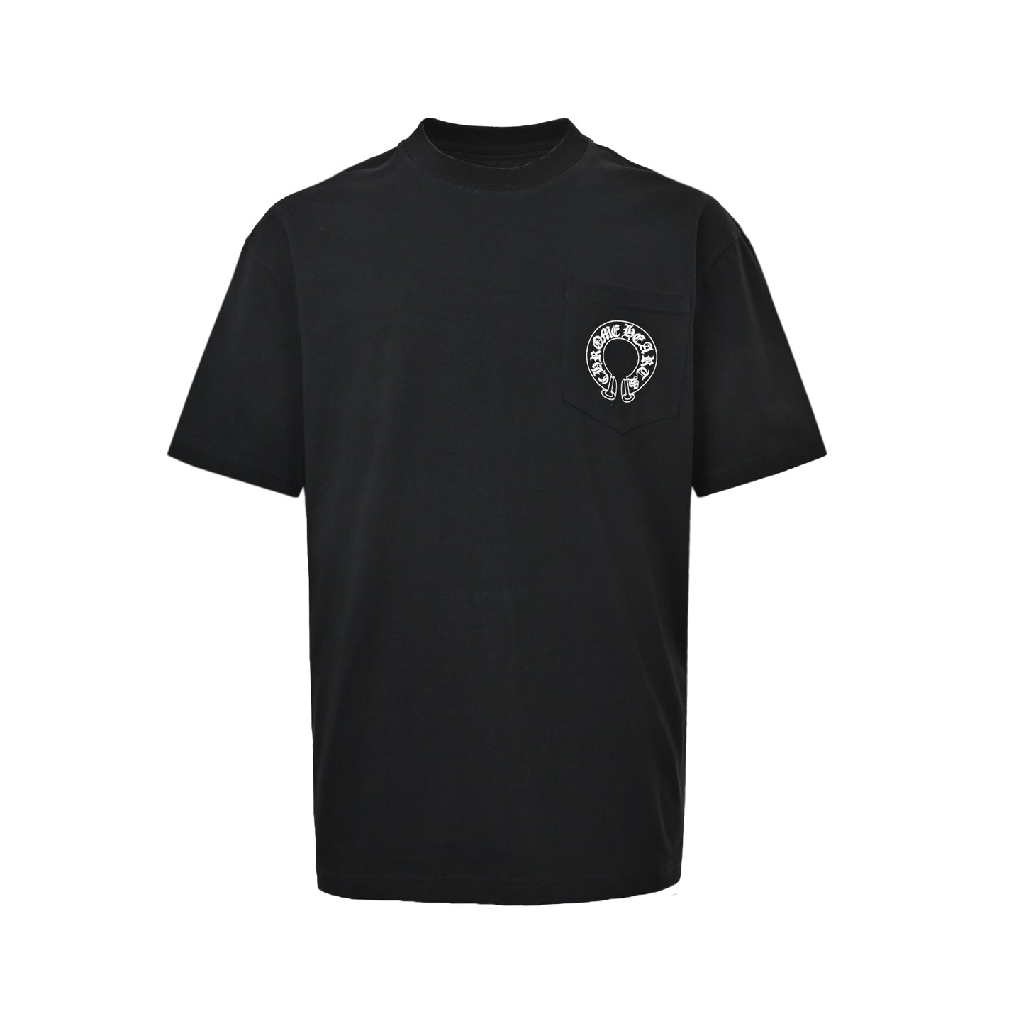 Chrome Hearts 2026 SS Horseshoe Logo Pocket T-Shirt - Black Unisex Cotton Tee with Gothic & Floral Details