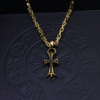 Chrome Hearts 22K Gold & Black Diamond Cross Necklace