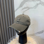Chrome Hearts Grey-Green Washed & Distressed Soft-Top Baseball Cap