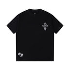 Chrome Hearts 2026 SS White Embroidered Cross T-Shirt - Black Unisex Cotton Tee with Gothic Logo