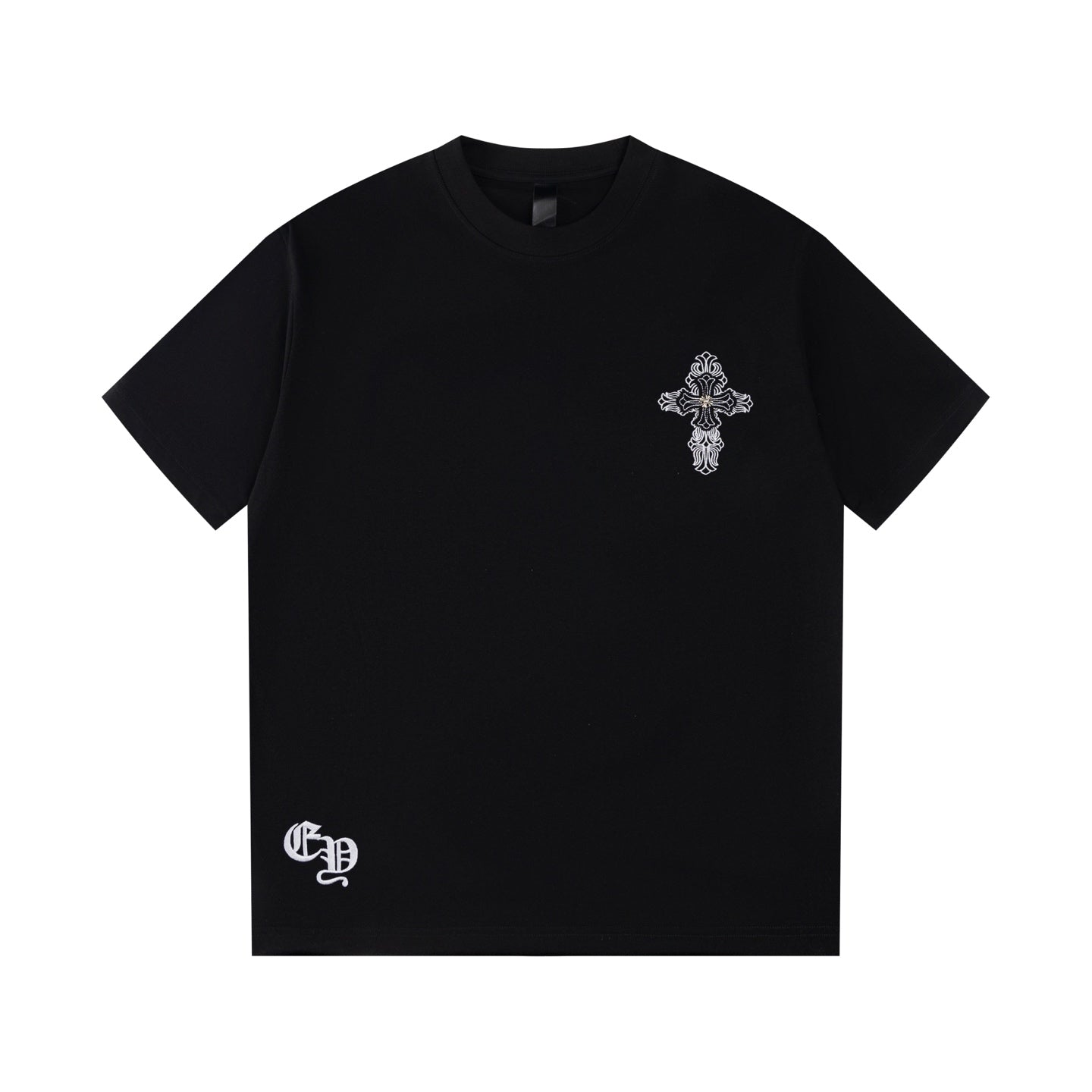 Chrome Hearts 2026 SS White Embroidered Cross T-Shirt - Black Unisex Cotton Tee with Gothic Logo