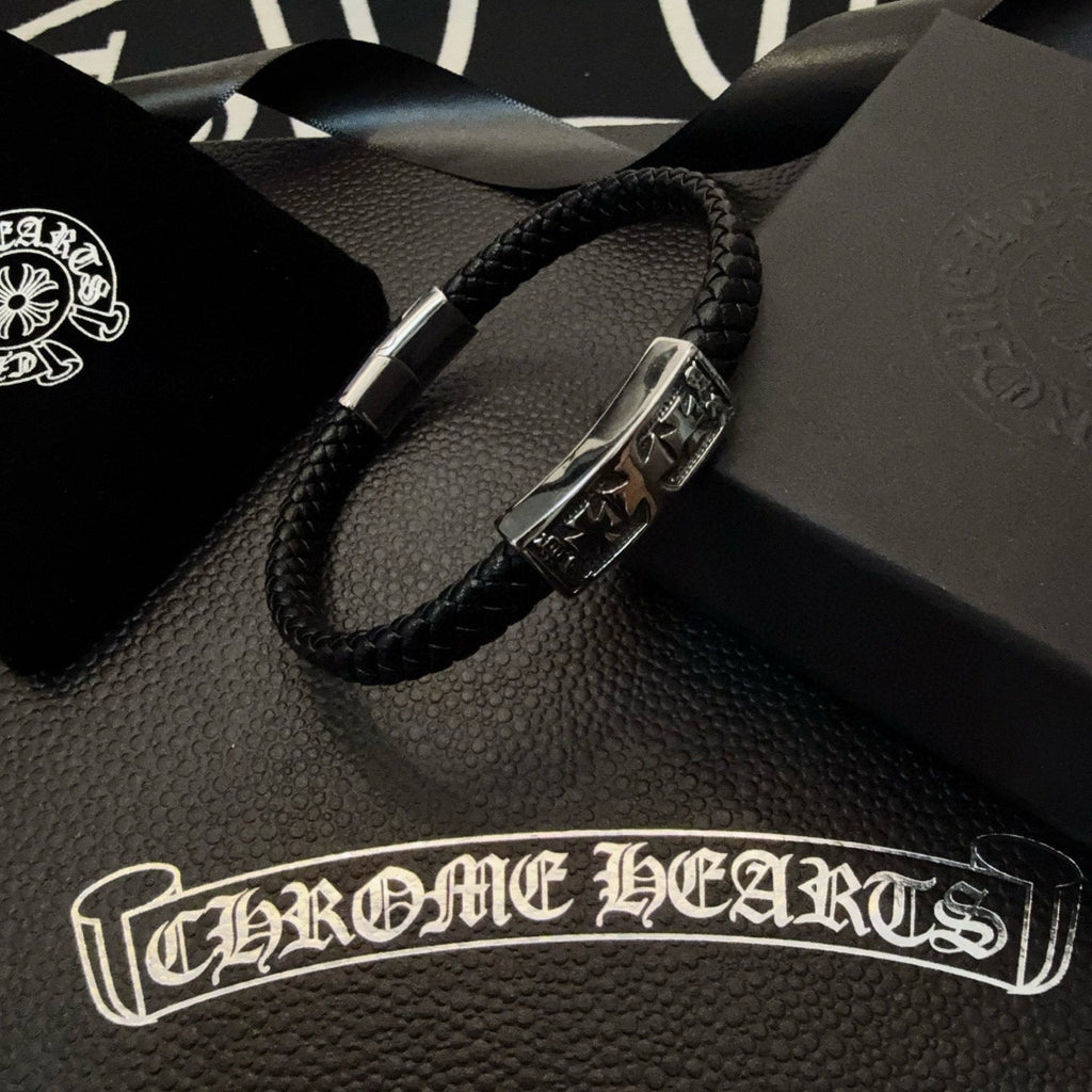 Chrome Hearts' Classic Black Leather Cord Bracelet
