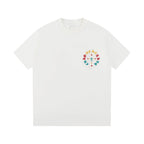 Men's Streetwear T-Shirt - Colorful Sanskrit & Cross Embroidery, Premium Cotton, Unisex Casual Top