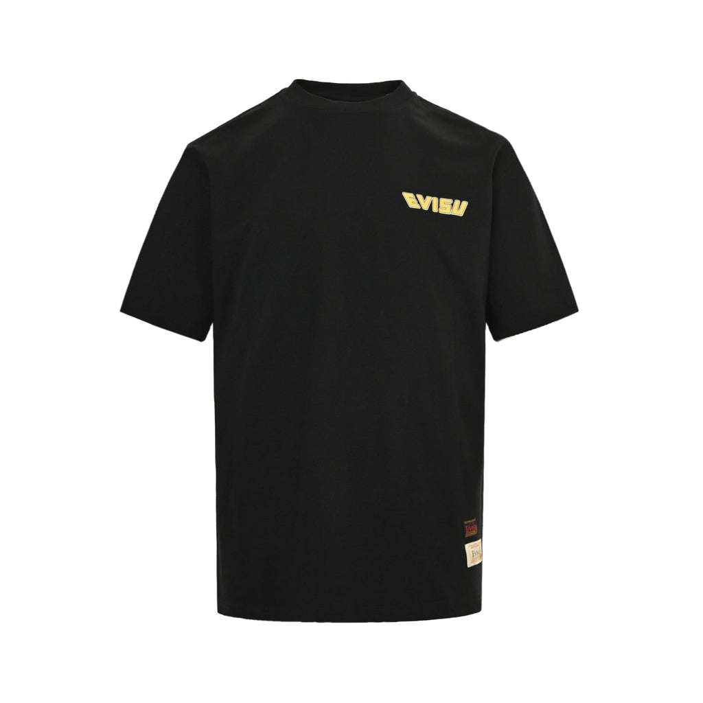 The T-shirt is from EVISU's "Heart-Hand Buddha Head" series.
