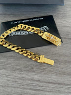 Chrome Hearts 22K Gold Cuban Link Bracelet with Diamond-Set Cross Motifs