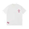 Chrome Hearts 2026 SS Pink Embroidered Cross T-Shirt - White Unisex Cotton Tee with Gothic Logo