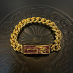 Chrome Hearts Classic Gold-Tone Twisted-Chain Bracelet with Vintage Pink Diamond Sword Charm