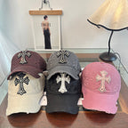 Chrome Hearts Black Distressed, Ripped Baseball Cap