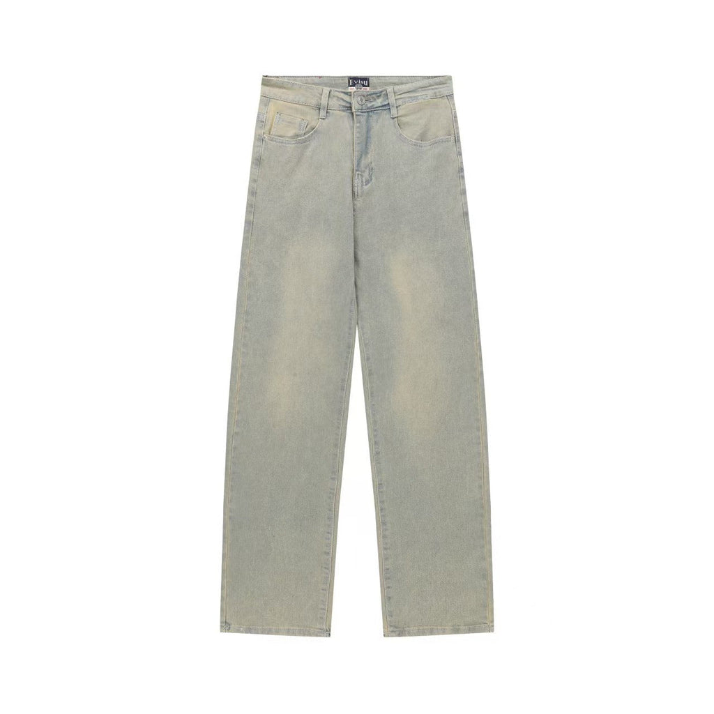 Evisu x Loewe Collaboration Men's Wide-Leg Jeans – Light Wash Embroidered Denim