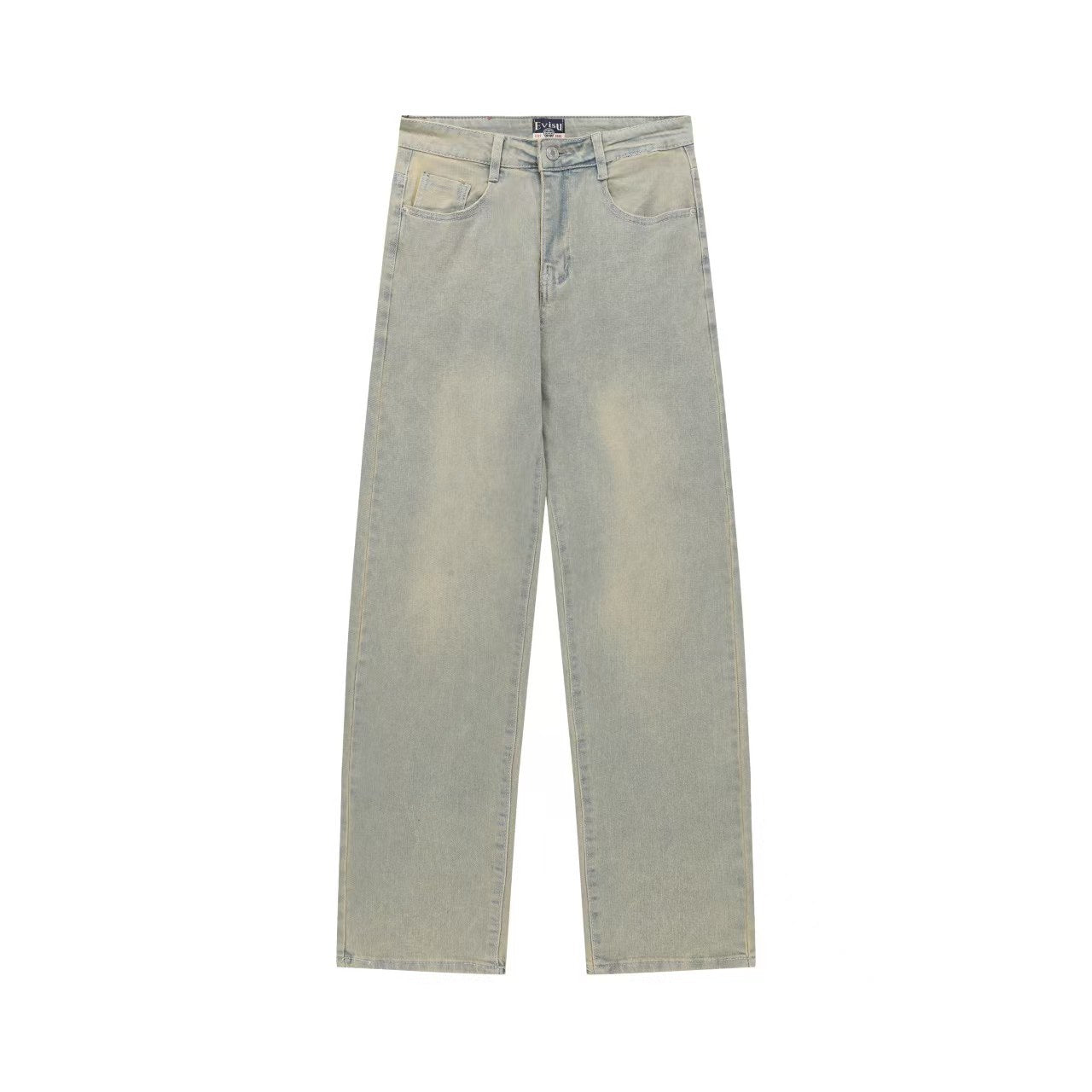 Evisu x Loewe Collaboration Men's Wide-Leg Jeans – Light Wash Embroidered Denim