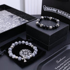 Chrome Hearts Black Onyx Beaded Bracelet