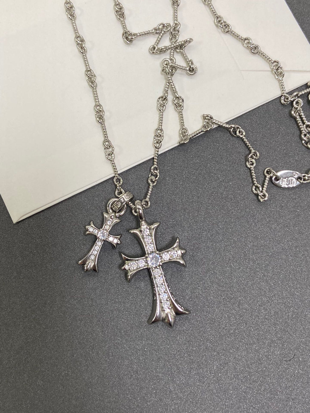 Chrome Hearts-Style Double Cross Necklace
