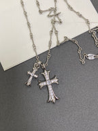 Chrome Hearts-Style Double Cross Necklace