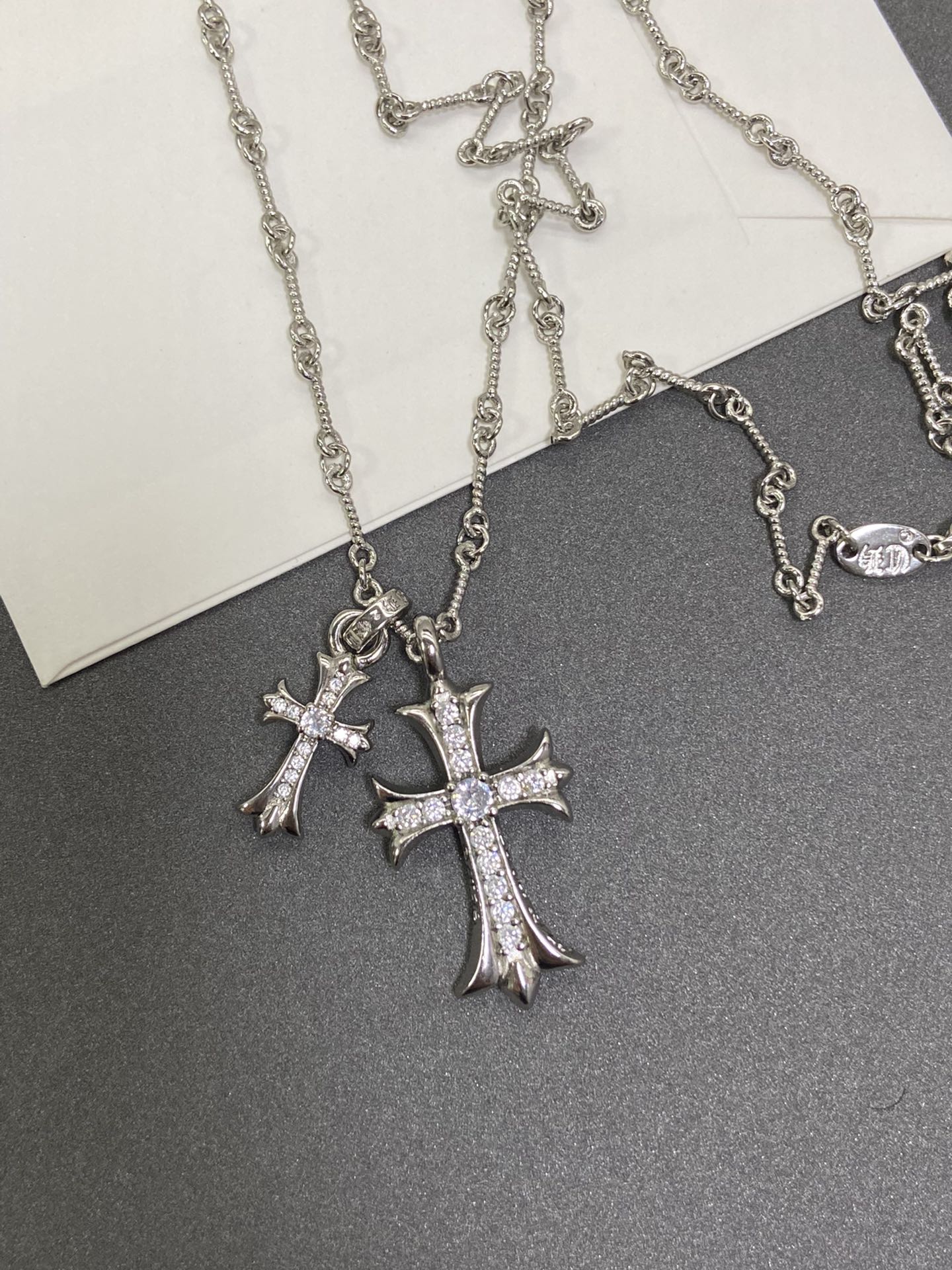 Chrome Hearts-Style Double Cross Necklace