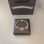 Chrome Hearts 925 Silver Round-Tag Beaded Bracelet