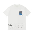 Chrome Hearts White T-Shirt with Blue Drip Horseshoe Cross Graphic
