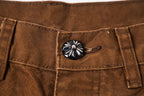 Chrome Hearts-Style Brown Cargo Pants with Cross Patches