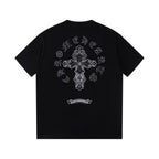 Chrome Hearts 2026 SS White Embroidered Cross T-Shirt - Black Unisex Cotton Tee with Gothic Logo