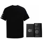 Chrome Hearts 2026 SS Blue & White Cross Embroidered T-Shirt - Black Unisex Cotton Tee with Gothic Logo
