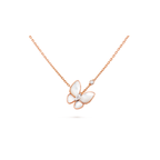 Van Cleef & Arpels Two Butterfly necklace featuring white mother-of-pearl and diamonds.