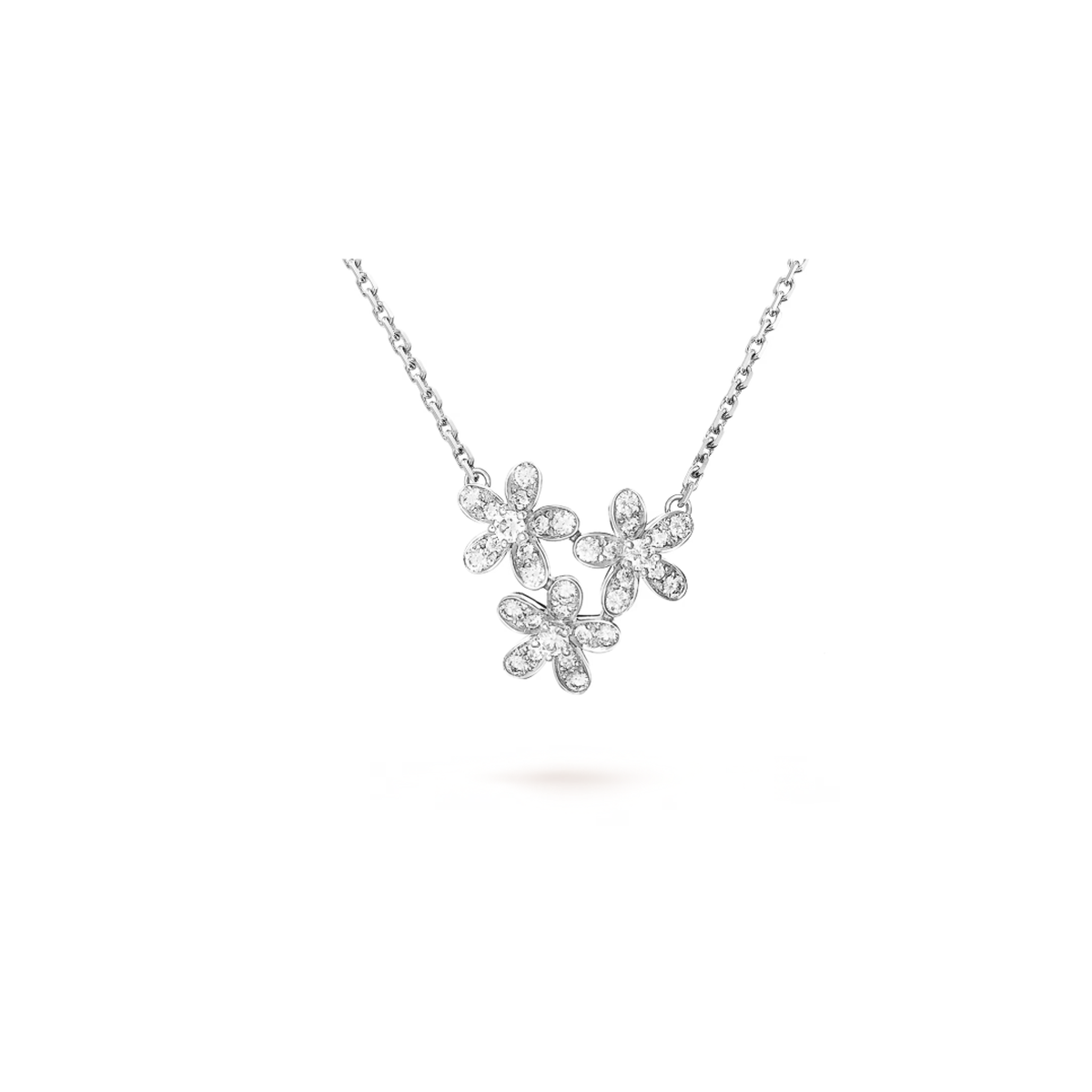 Van Cleef & Arpels Socrate collection three-flower necklace, fully set with diamonds