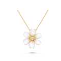 Van Cleef & Arpels Rose de Noël collection mini pendant with mother-of-pearl and diamonds