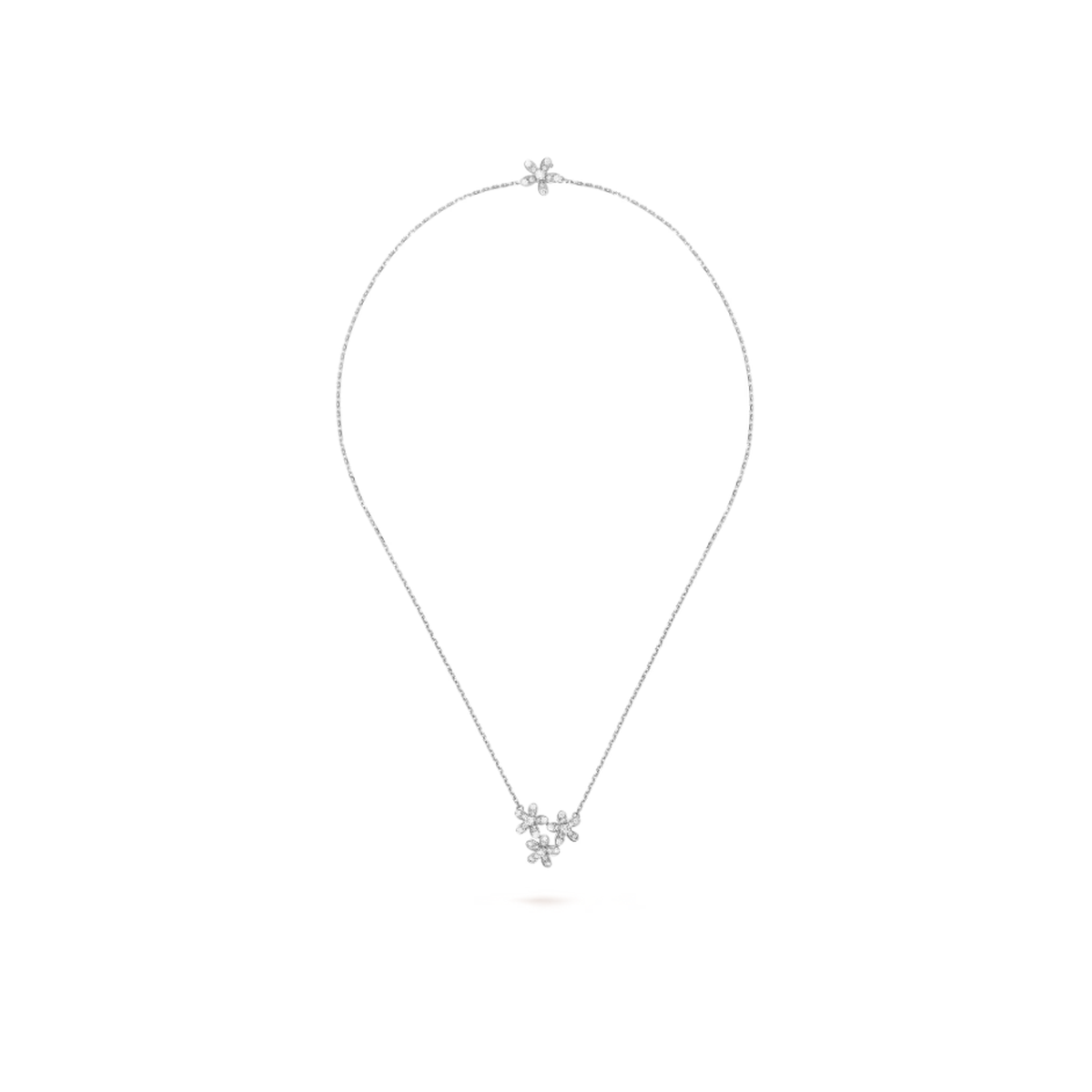 Van Cleef & Arpels Socrate collection three-flower necklace, fully set with diamonds